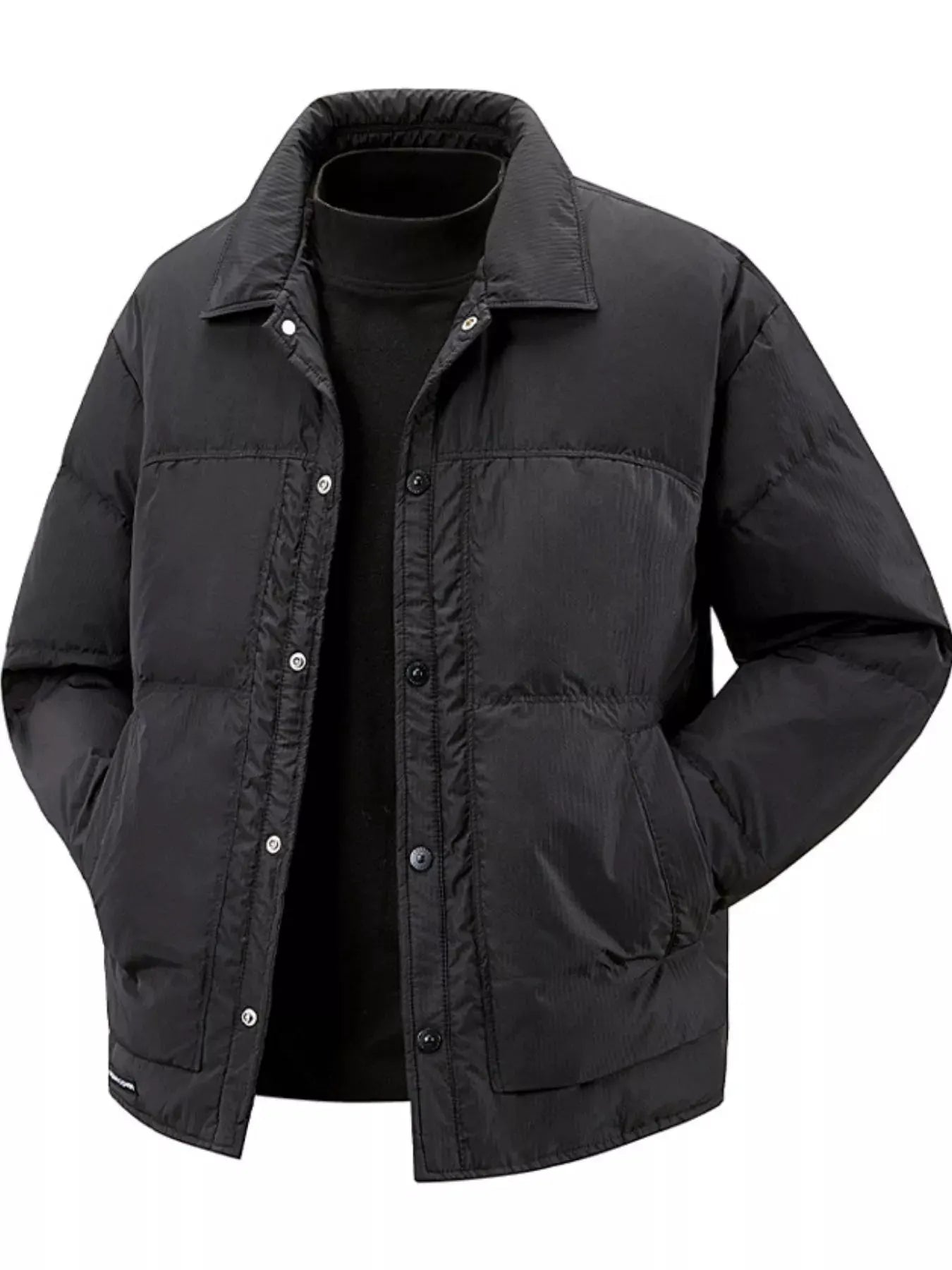 Men's Plus Size Snap Down Puffer Jacket by Partner Label