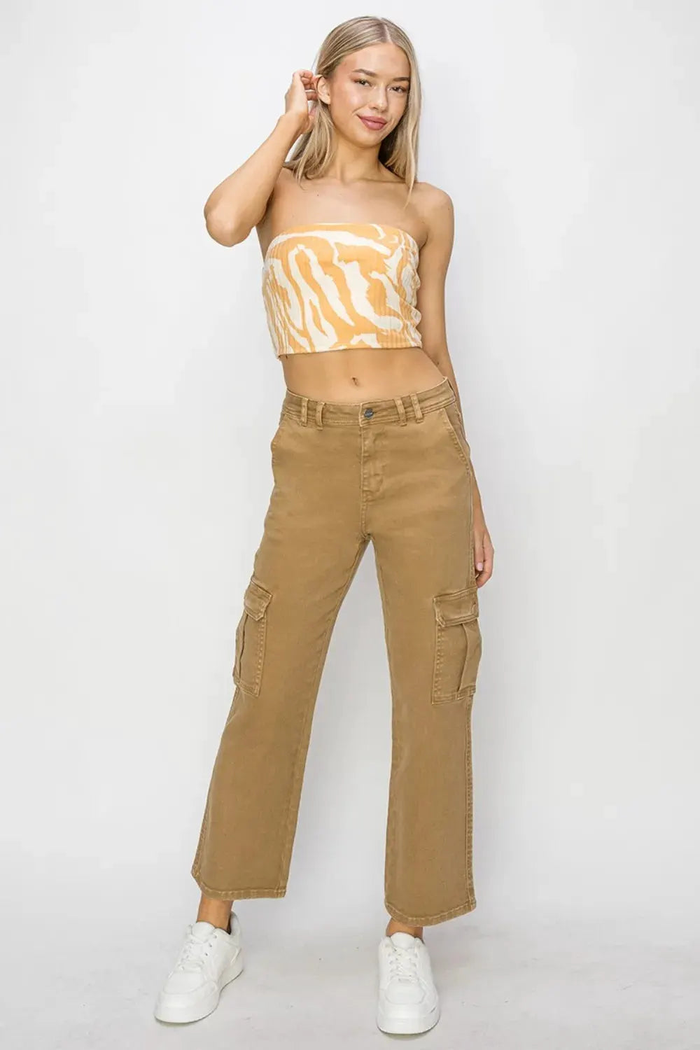 Risen Full Size High Rise Cargo Jeans by RISEN