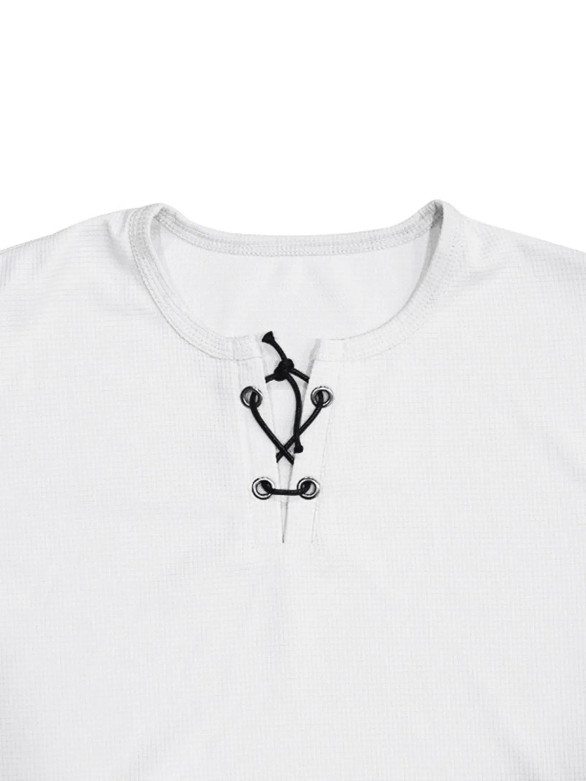 Men's Full Size Lace-Up Neck T-Shirt Plus Size by Trendsi