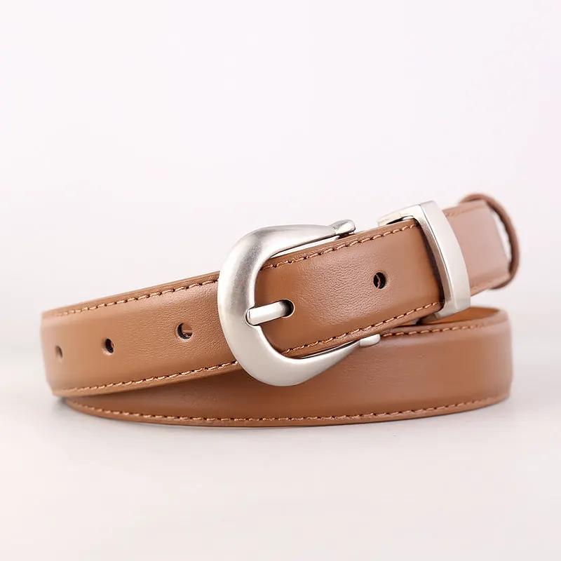 Classic Leather Belt with Silver Buckle by Trendsi