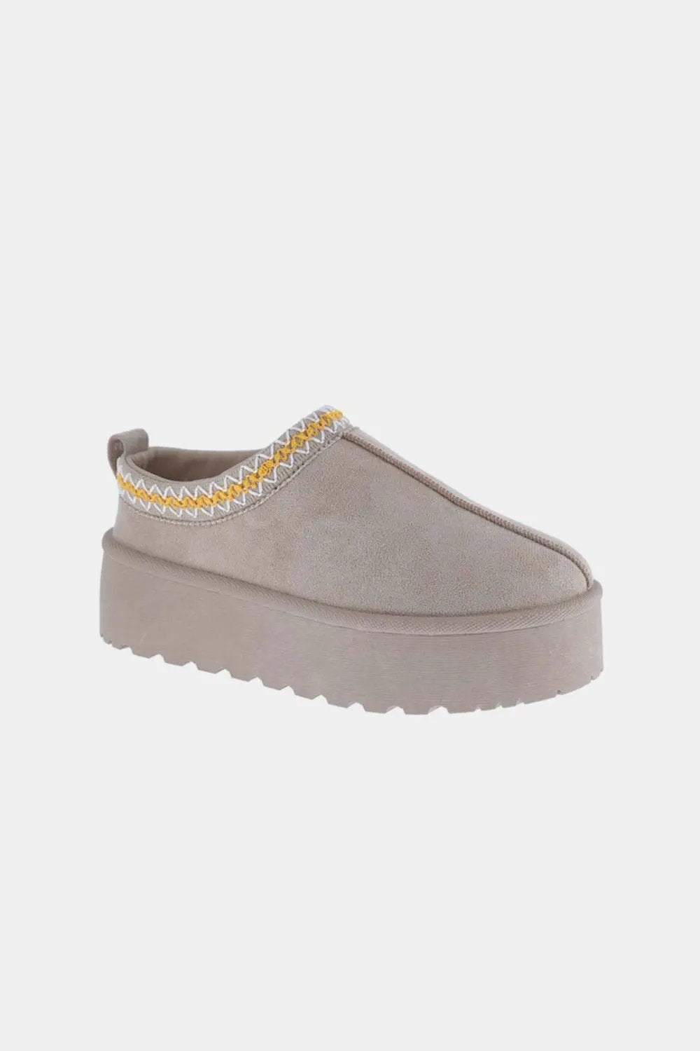 Weeboo Platform Embroidered Trim Slip-On Boots by Weeboo