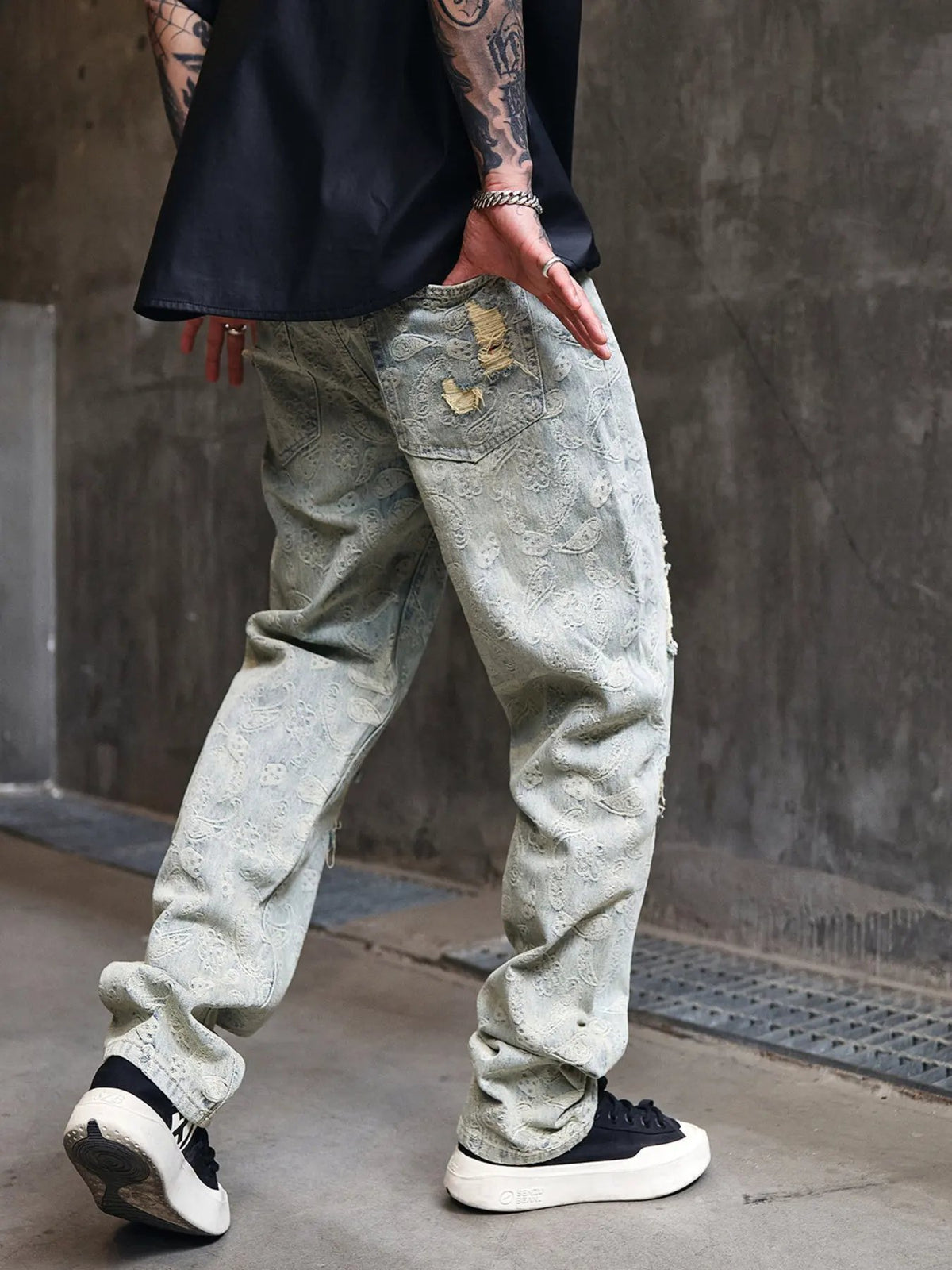 Men's Full Size Distressed Wide-Leg Jeans Plus Size by Partner Label