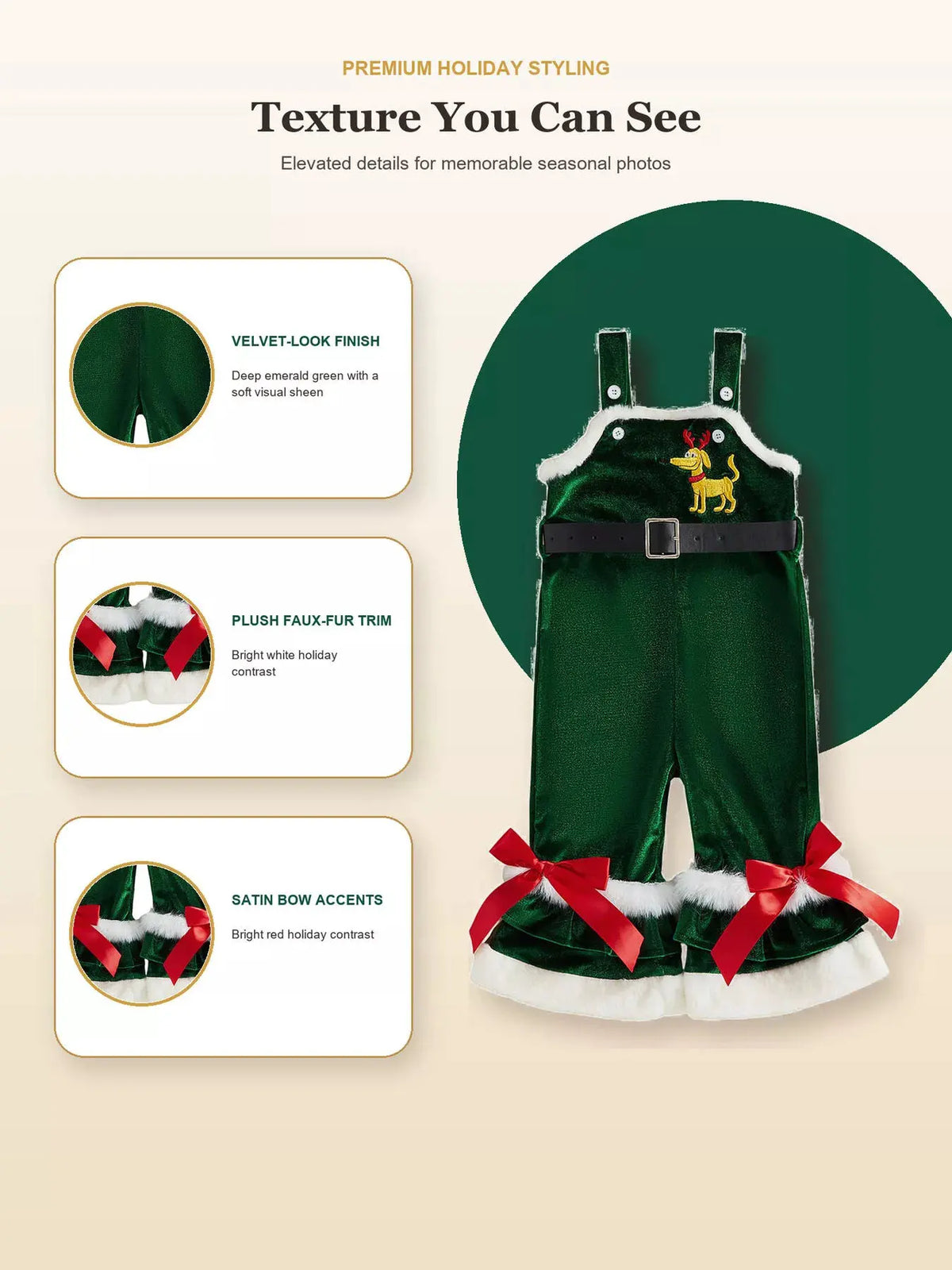 Children's Santa Baby Velvet Christmas Overalls by Trendsi