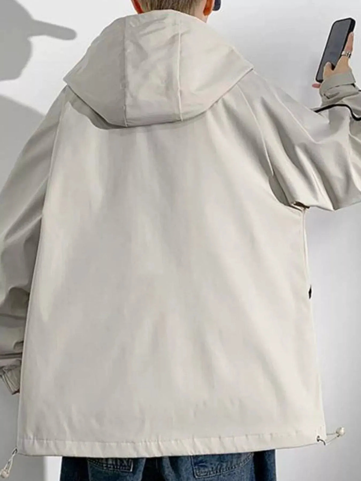 Men's Plus Size Contrast Trim Zip Up Jacket by Trendsi