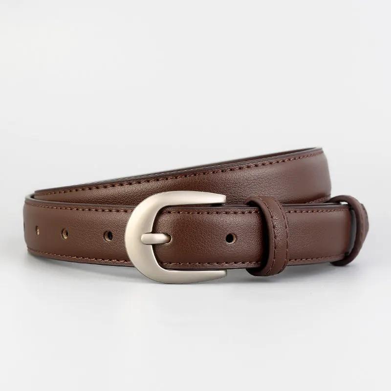 Classic Leather Skinny Belt by Trendsi