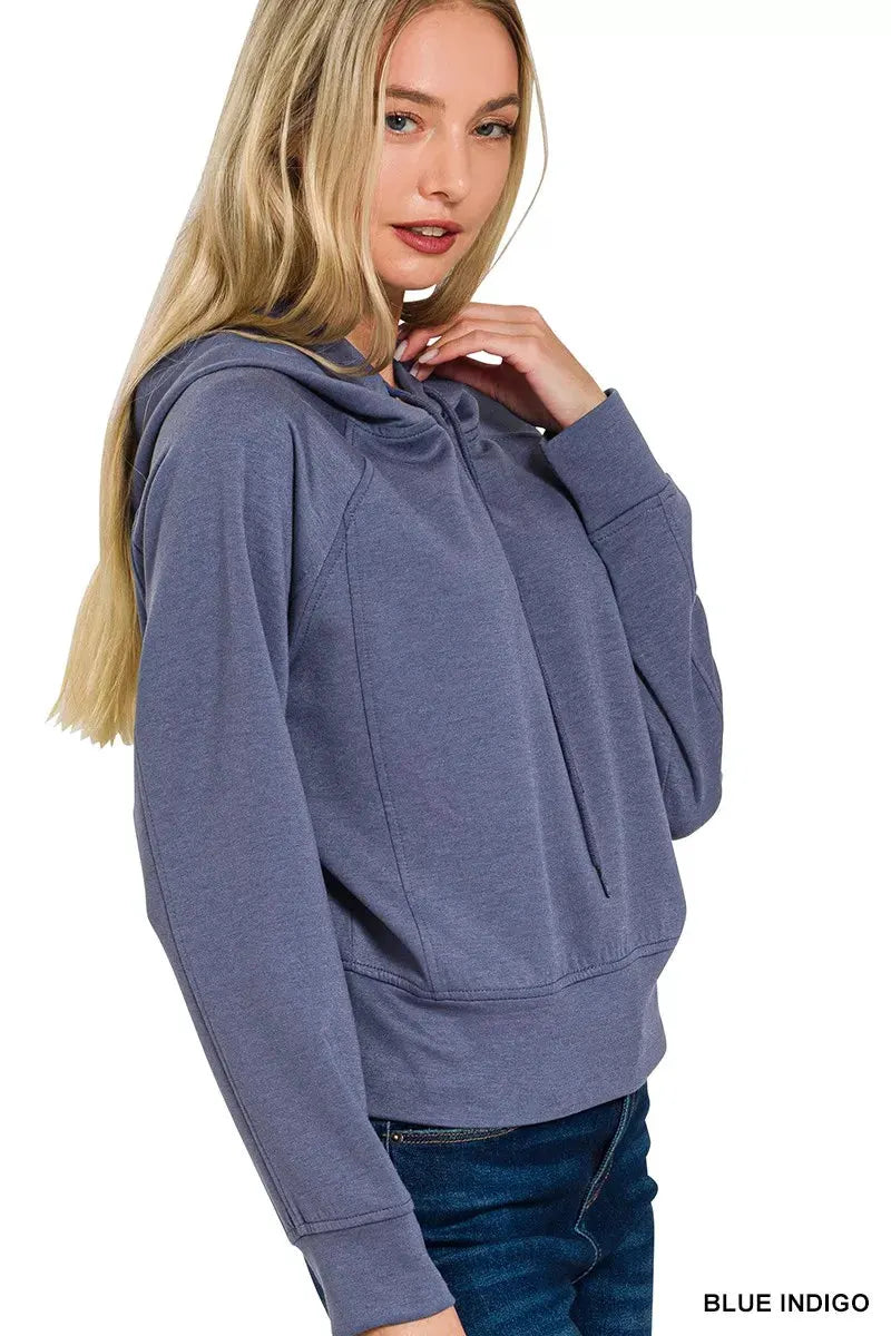Zenana Drawstring Scuba Hoodie by Zenana