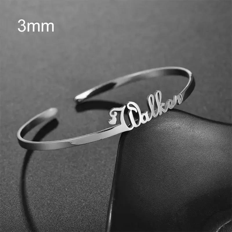 Customized Name Bracelet Personalized Custom Bangles Stainless Steel Jewelry by Maiden-Art