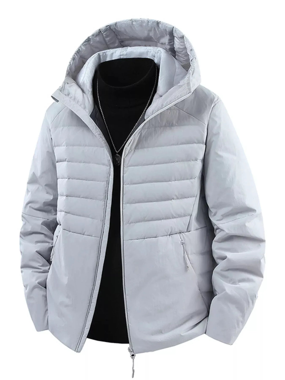 Men's Plus Size Lightweight Hooded Puffer Jacket by Partner Label