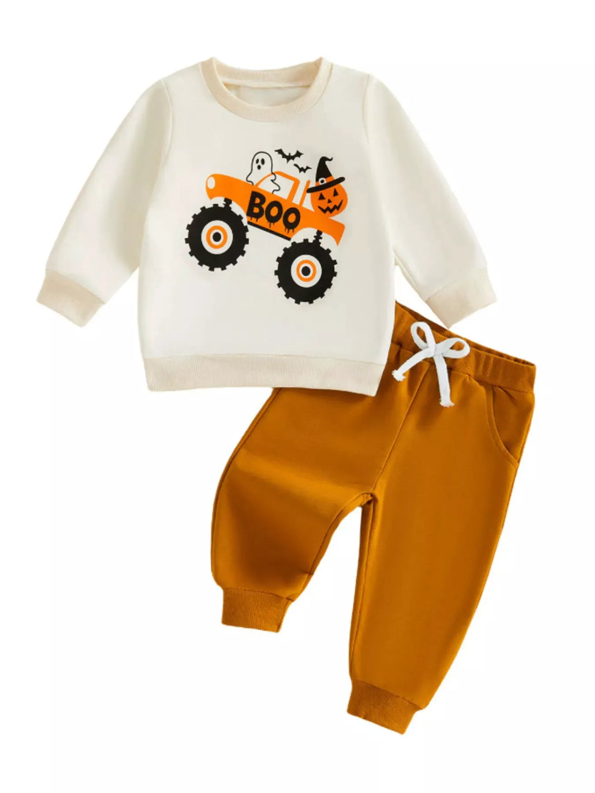 Children's Halloween Monster Truck Graphic Sweatshirt and Pants Set by Trendsi