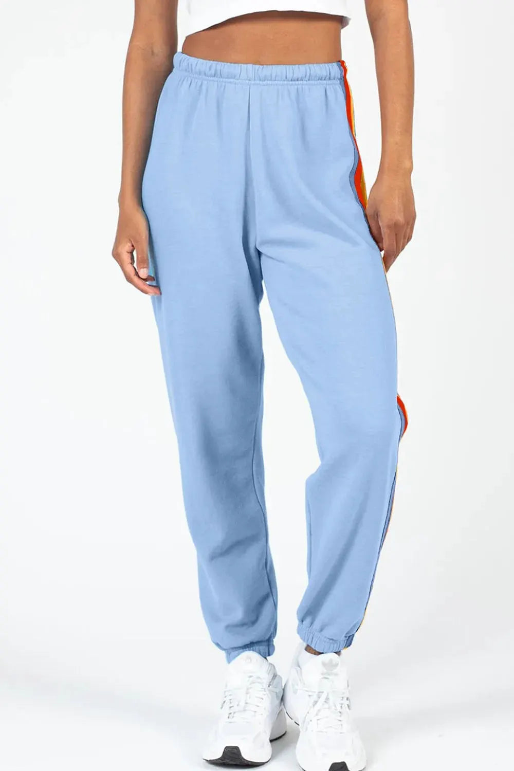 Contrast Striped Elastic Waist Active Pants by Partner Label