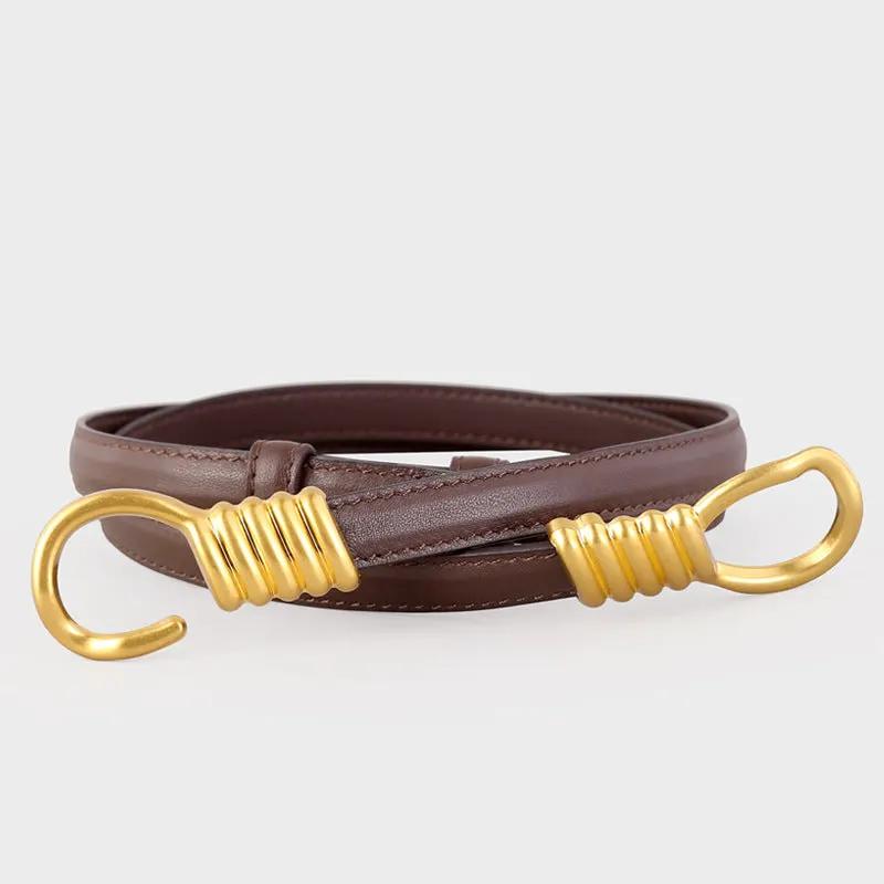 Hook Buckle Skinny Belt by Trendsi