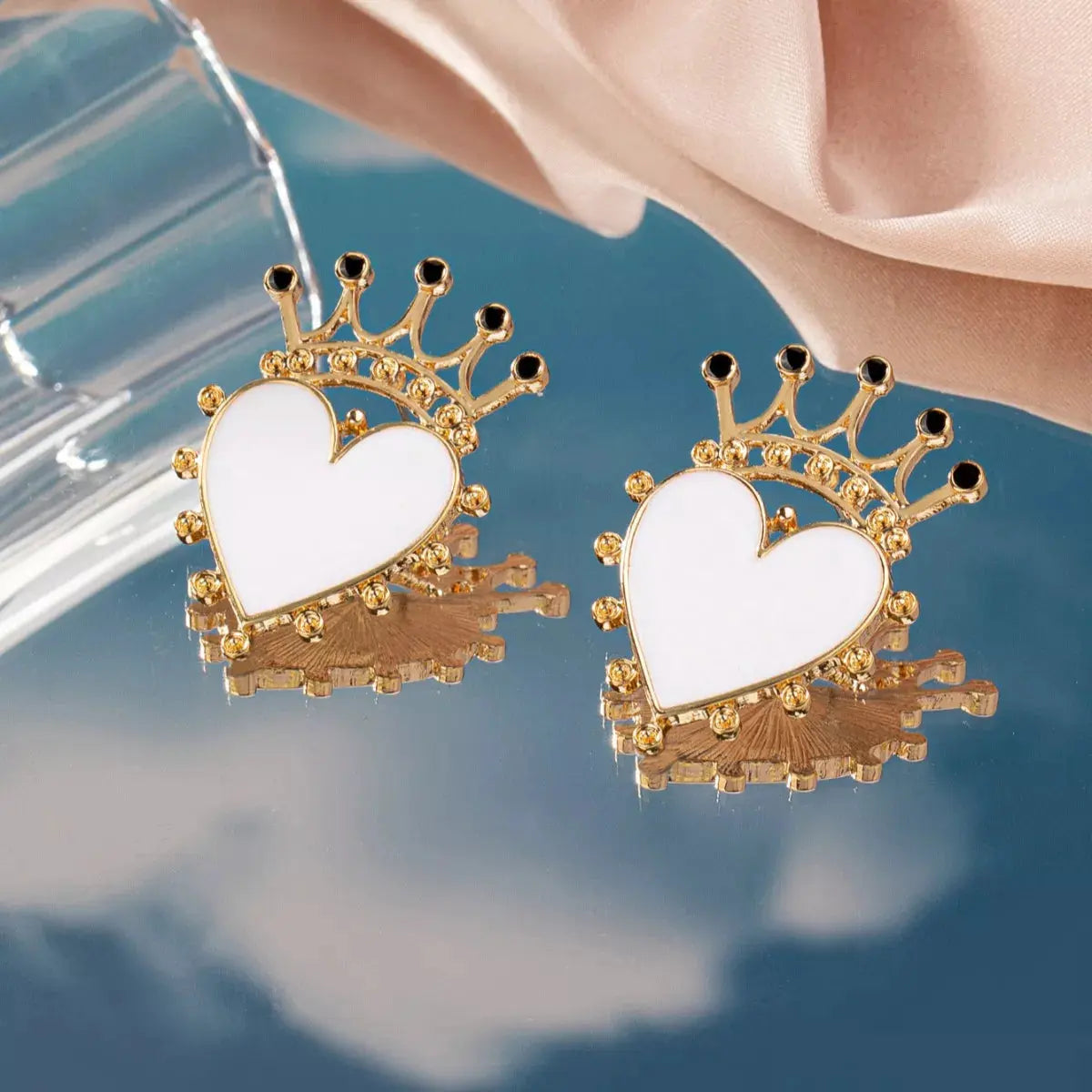 Crown Heart Stud Earrings by Partner Label