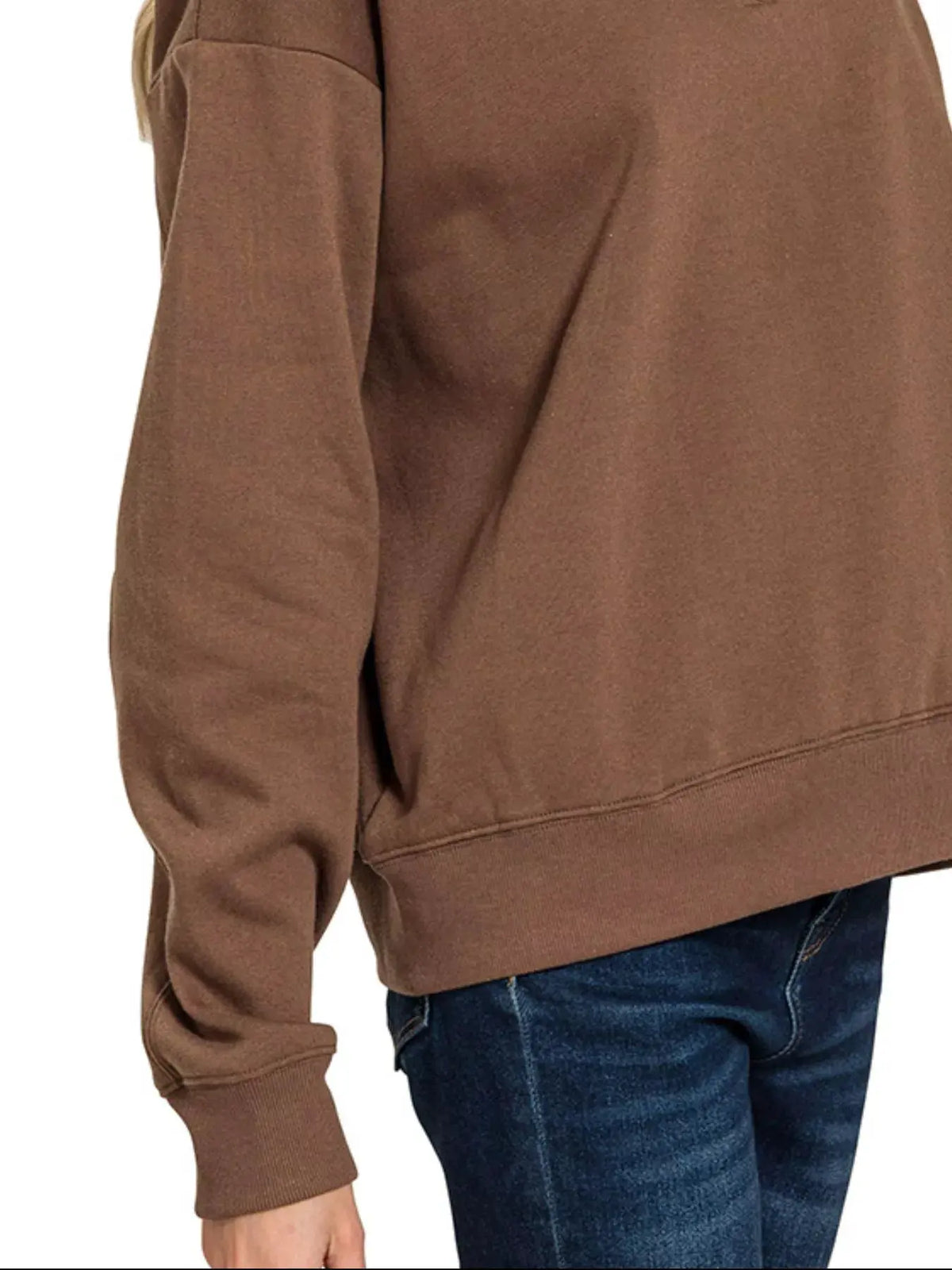 Zenana Fleece Half Zip Sweatshirt by Zenana