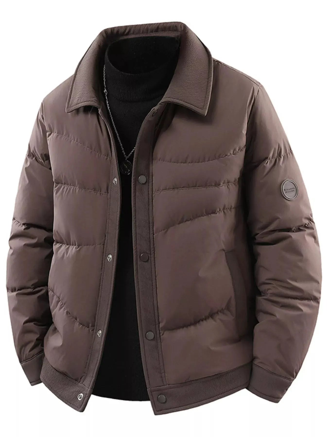 Men's Plus Size Snap Down Puffer Jacket by Partner Label