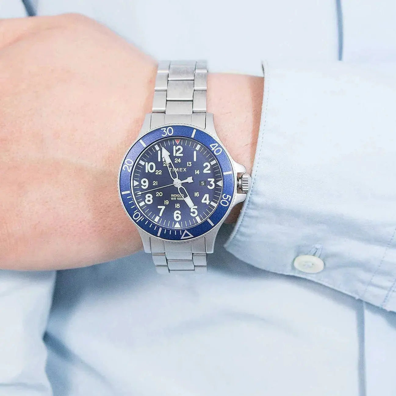 Timex Men's Silver Stainless Steel Watch, Blue Dial | Tw2r46000 by TIMEX