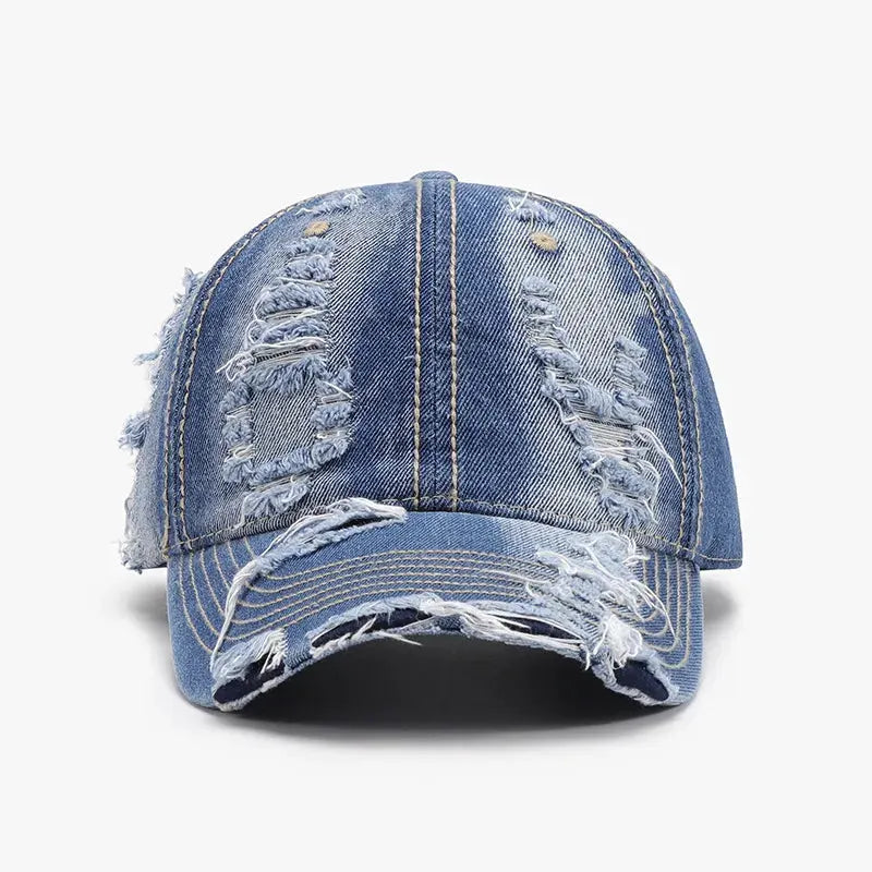 Distressed Adjustable Cotton Baseball Cap by Partner Label