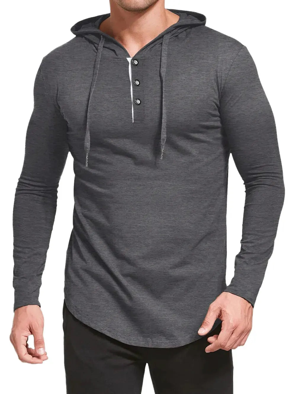 Men's Plus Size Drawstring Long Sleeve Hoodie by Trendsi
