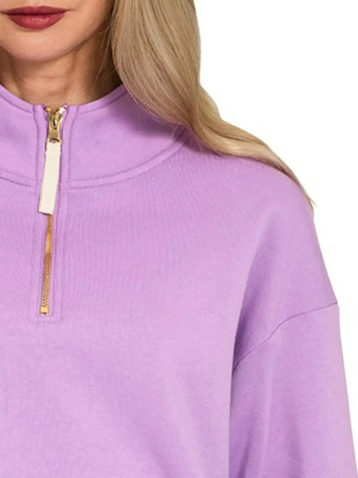 Zenana Fleece Half Zip Sweatshirt by Zenana