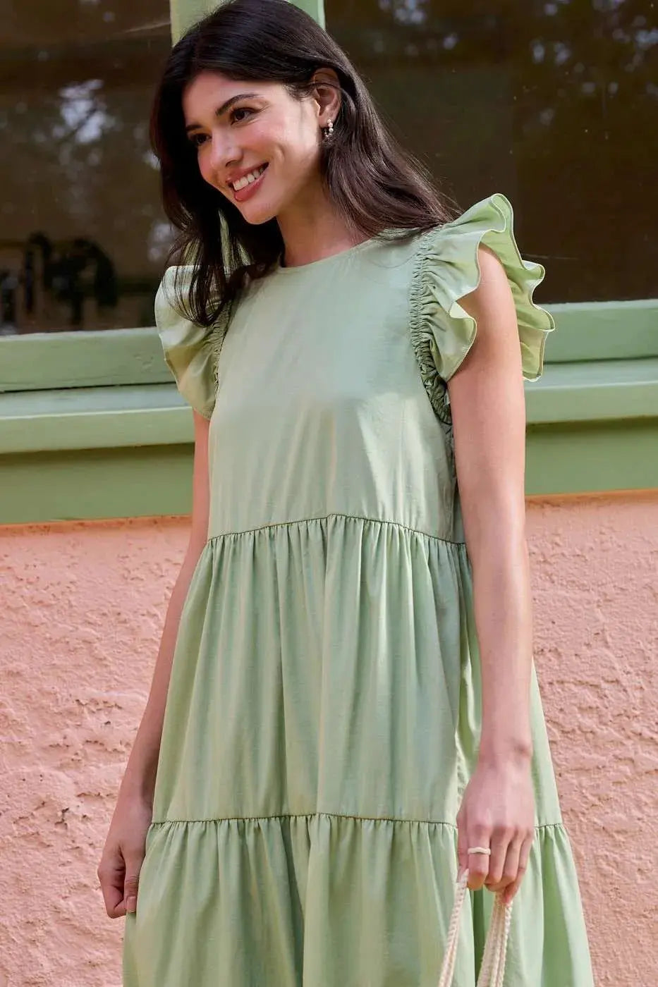 Mittoshop Ruffle Short Sleeve Tiered Maxi Dress by Mittoshop