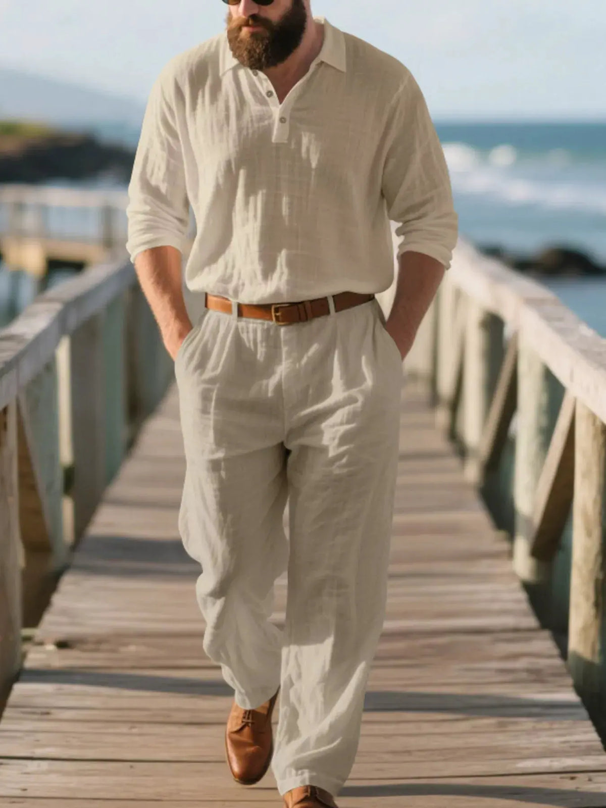 Men's Full Size Long Sleeve Top and Pants Set Plus Size by Trendsi