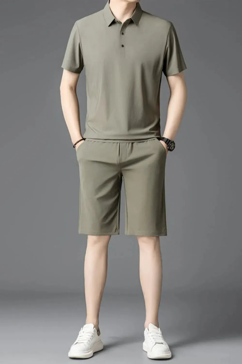 Men's Plus Size Short Sleeve Polo and Shorts Set by POL