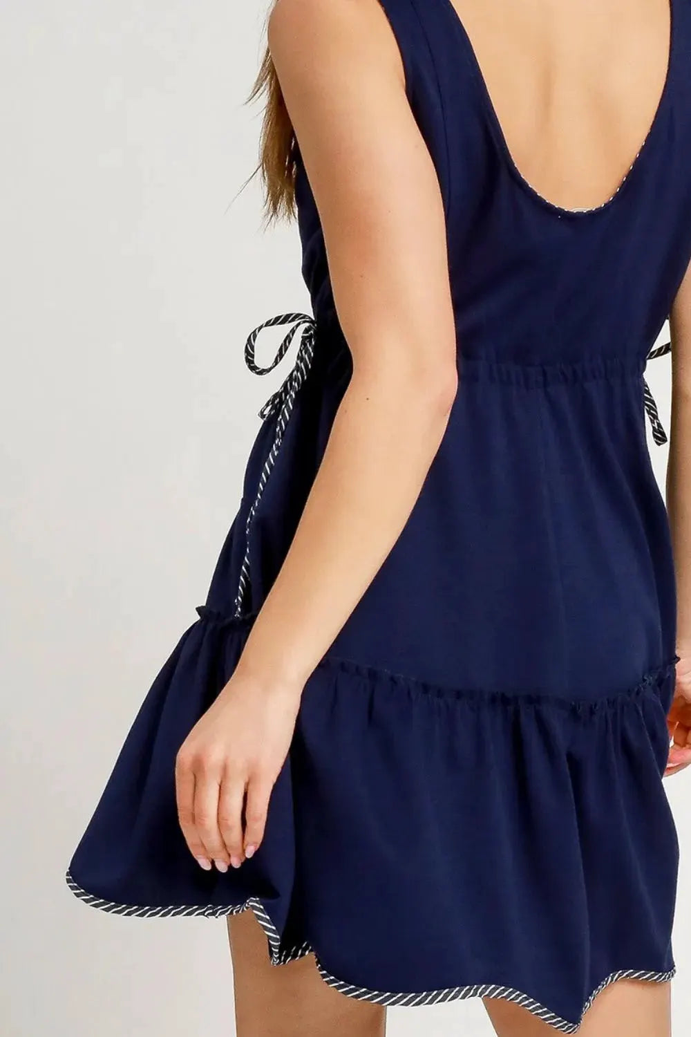 Umgee Frill Drawstring Waist Round Neck Mini Tank Dress by Umgee