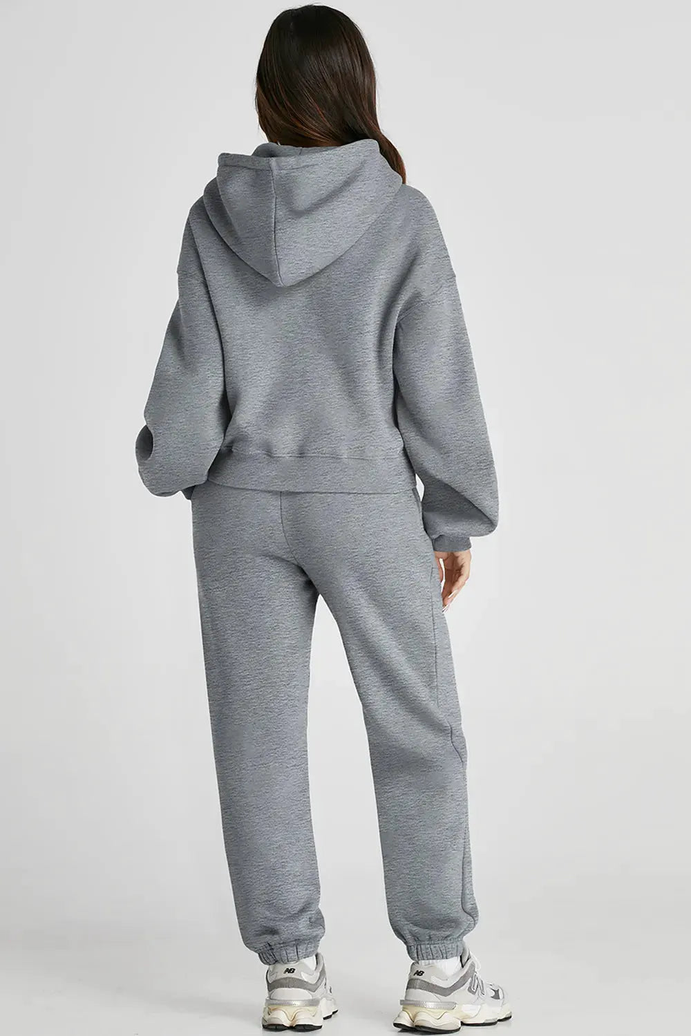 Dropped Shoulder Hooded Top and Pants Active Set by Partner Label
