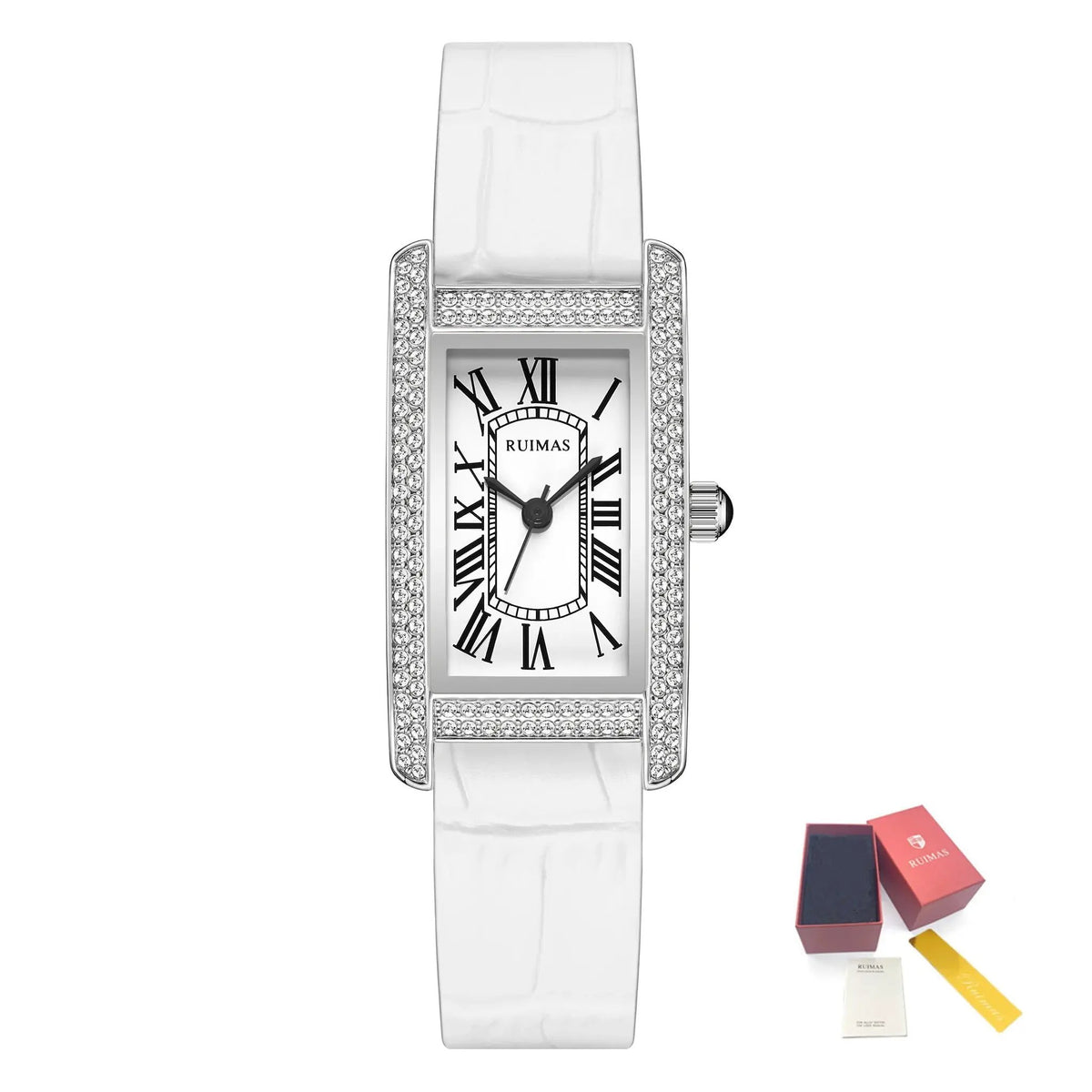 RUIMAS Brand Wrist Watches For Women Square Rose Gold WristWatch Fashion Luxury Leather Female Casual Ladies Quartz Watch Clock 335 by MEGIR WATCH GROUP