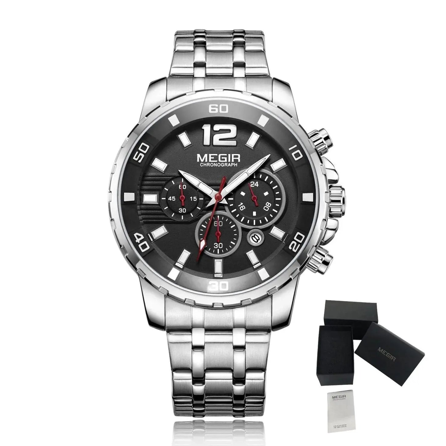 MEGIR Stainless Steel Business Watches for Men Luxury Quartz Casual Wristwatch Luminous Waterproof Date Clock Chronograph 2068 by MEGIR WATCH GROUP