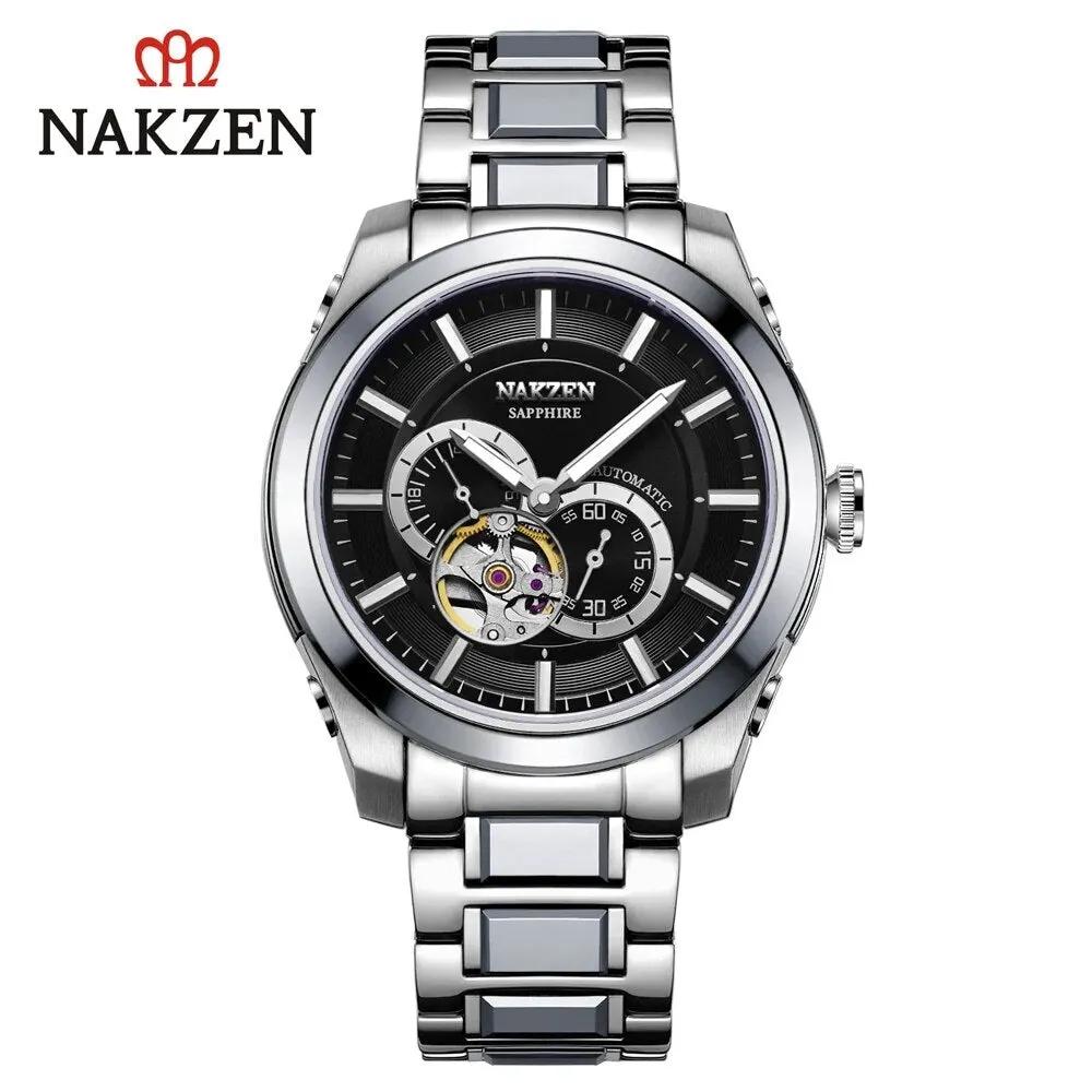 NAKZEN Men Automatic Watch Miyota 82S7 Sapphire Luxury Mechanical Wristwatch Stainless Steel Waterproof Watch Clock relogio 6023 by MEGIR WATCH GROUP