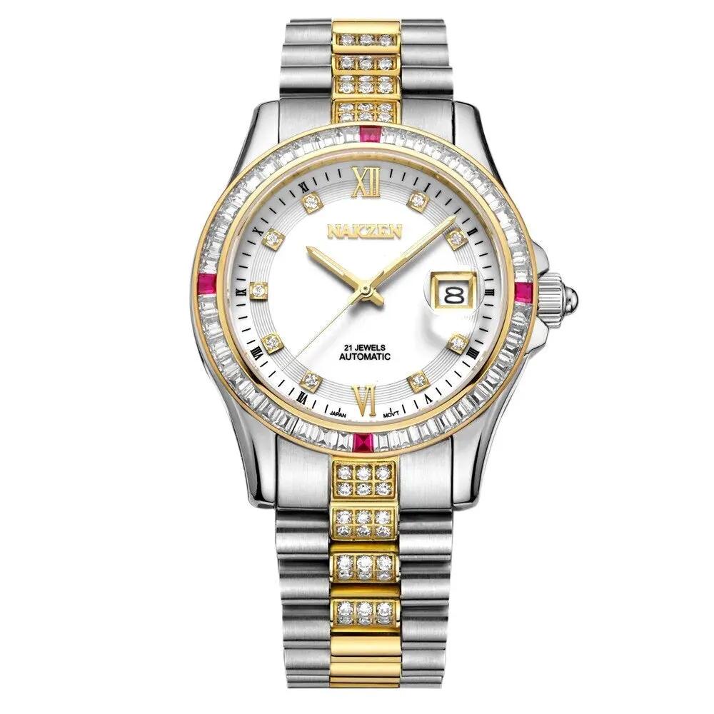 NAKZEN Men Japan NH35 Movement Automatic Mechanical Watch Elegant Diamond Stainless Steel Bracelet Watches Relogio Masculino 6013 by MEGIR WATCH GROUP
