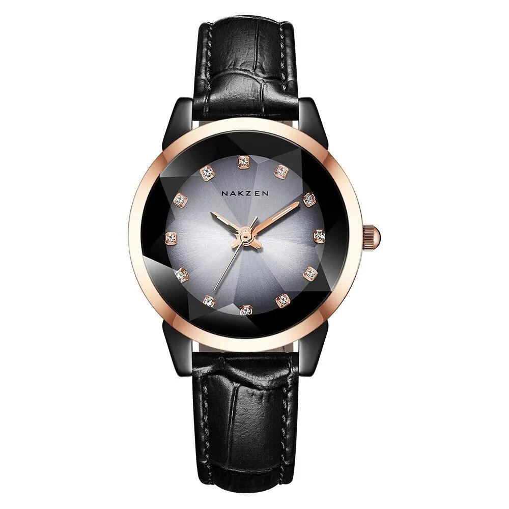 NAKZEN Women Watches Waterproof Black Ceramic Leather Luxury Fashion Ladies Quartz Watch Relogio Feminino Montre Femme 1027 by MEGIR WATCH GROUP