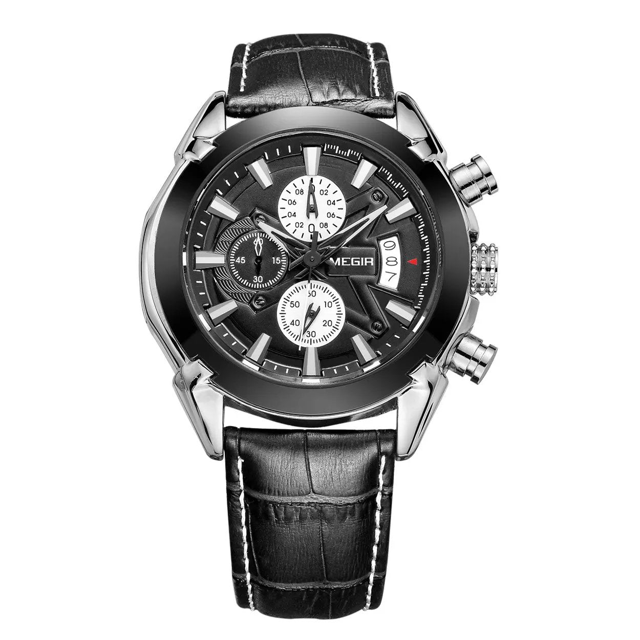 MEGIR Men Watches Original Fashion Leather Quartz Wristwatch Waterproof Male Big Dial Sports Military Chronograph Clock Reloj Hombre 2020 by MEGIR WATCH GROUP