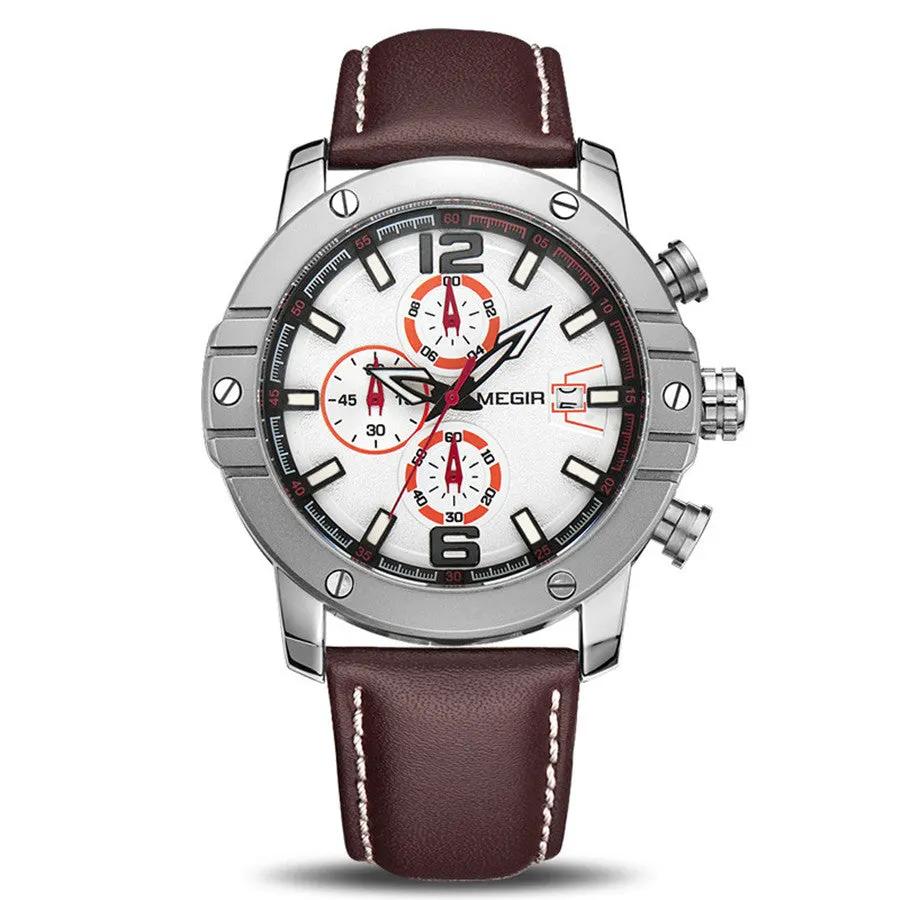 MEGIR Fashion Men's Quartz Watch Chronograph Leather Strap Business Casual Wristwatch Sports Watches Relogio Masculino 2046 by MEGIR WATCH GROUP