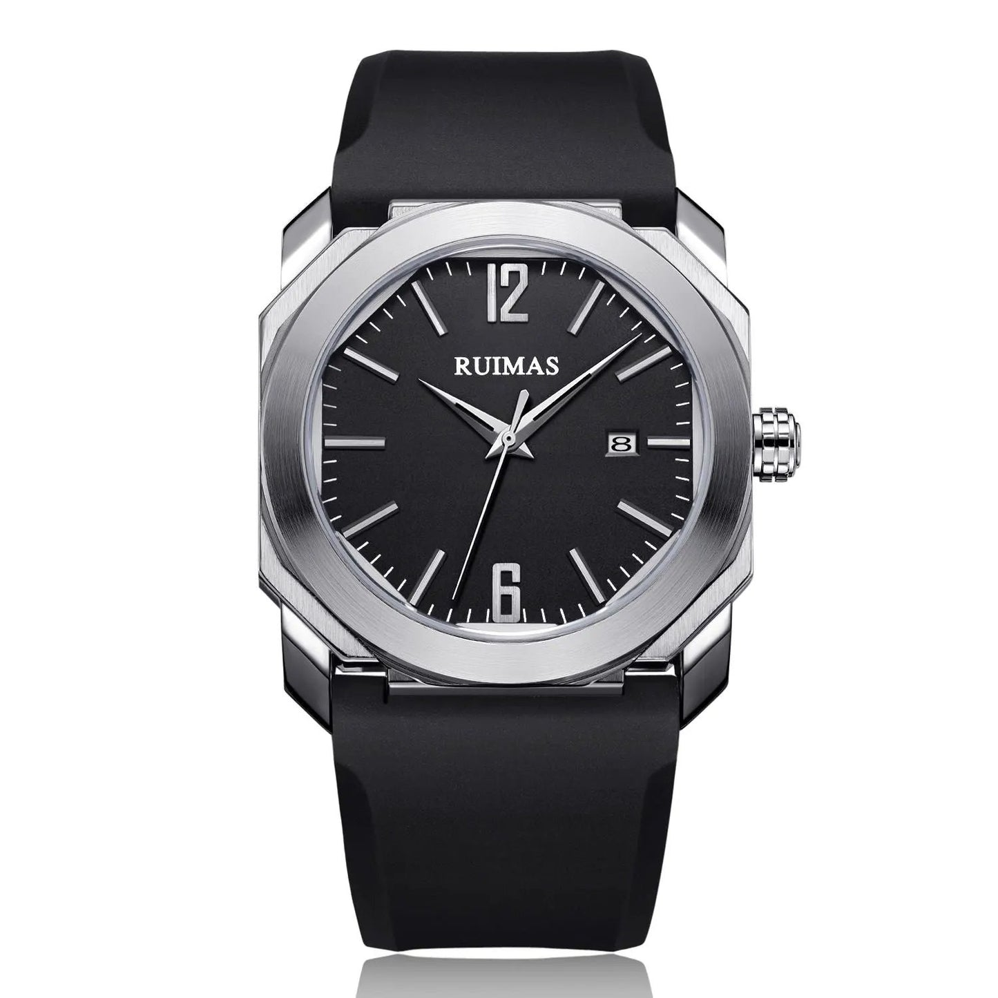 RUIMAS Luxury Silicone Band Quartz Sport Watches for Men Waterproof Calendar Casual Large Dial Wristwatch Clock Montre Homme 525 by MEGIR WATCH GROUP