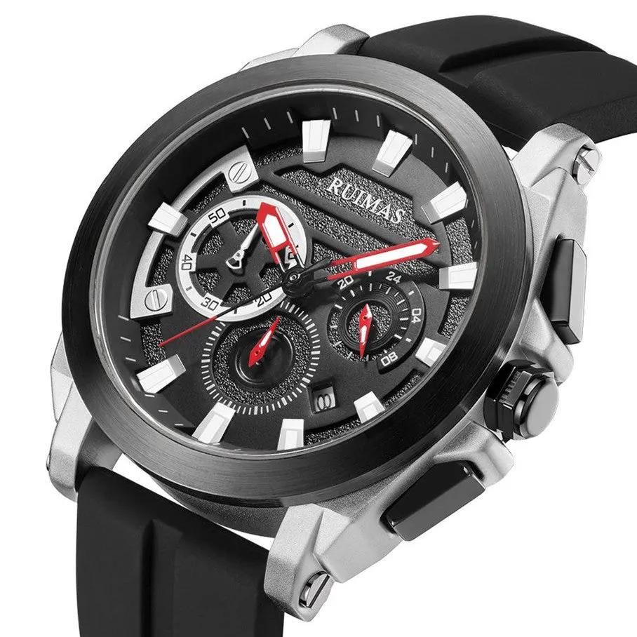 RUIMAS Relogio Masculino Luxury Silicone Band Large Dial Mens Sports Watch Waterproof Luminous Date WristWatch Quartz Clock 580 by MEGIR WATCH GROUP