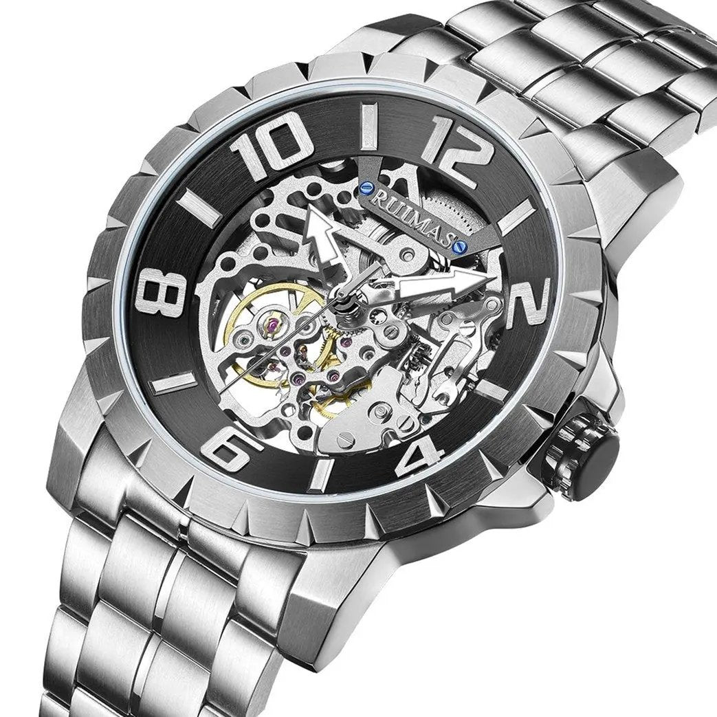RUIMAS Men Mechanical Watch Luxury Automatic Stainless Steel Bracelet Wristwatches 5ATM Waterproof Clock Relogio Masculino 6784 by MEGIR WATCH GROUP