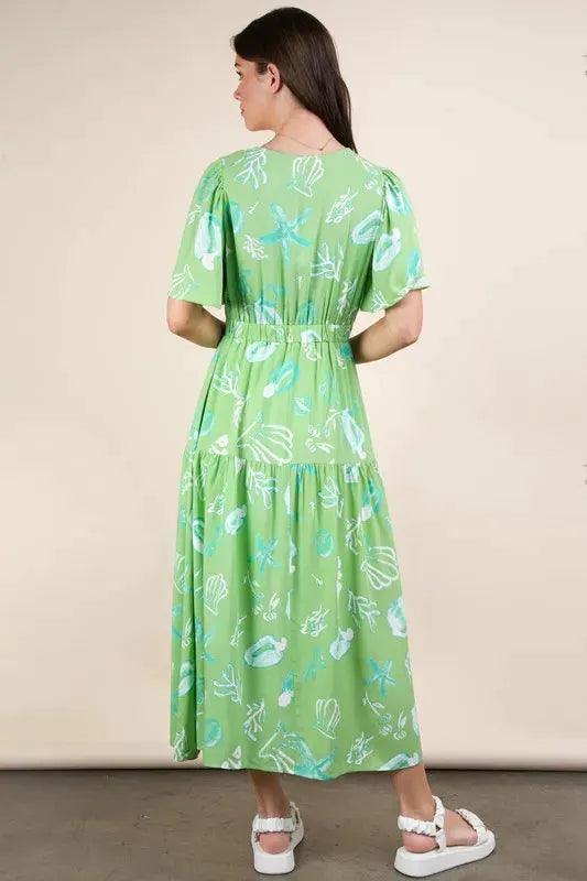 VERY J Printed V-Neck Resort Midi Dress by Very J