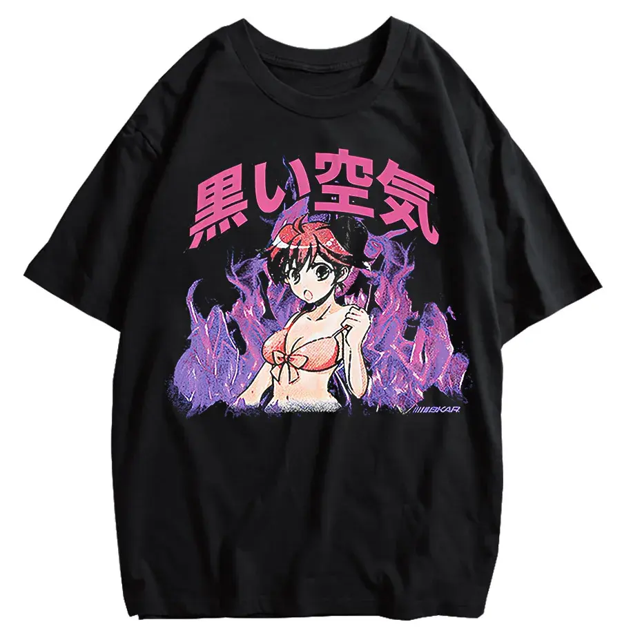 Japanese Anime Girl Oversized Streetwear T-Shirt by Vimost Shop