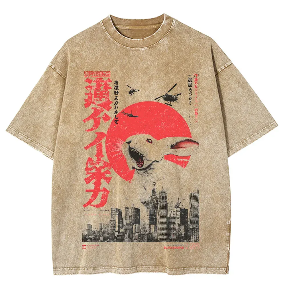 Rabbit Graphic Funny Japanese Art O-Neck Women T-Shirt by Vimost Shop