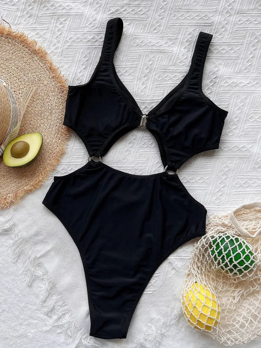 Cutout Plunge One-Piece Swimwear by Partner Label