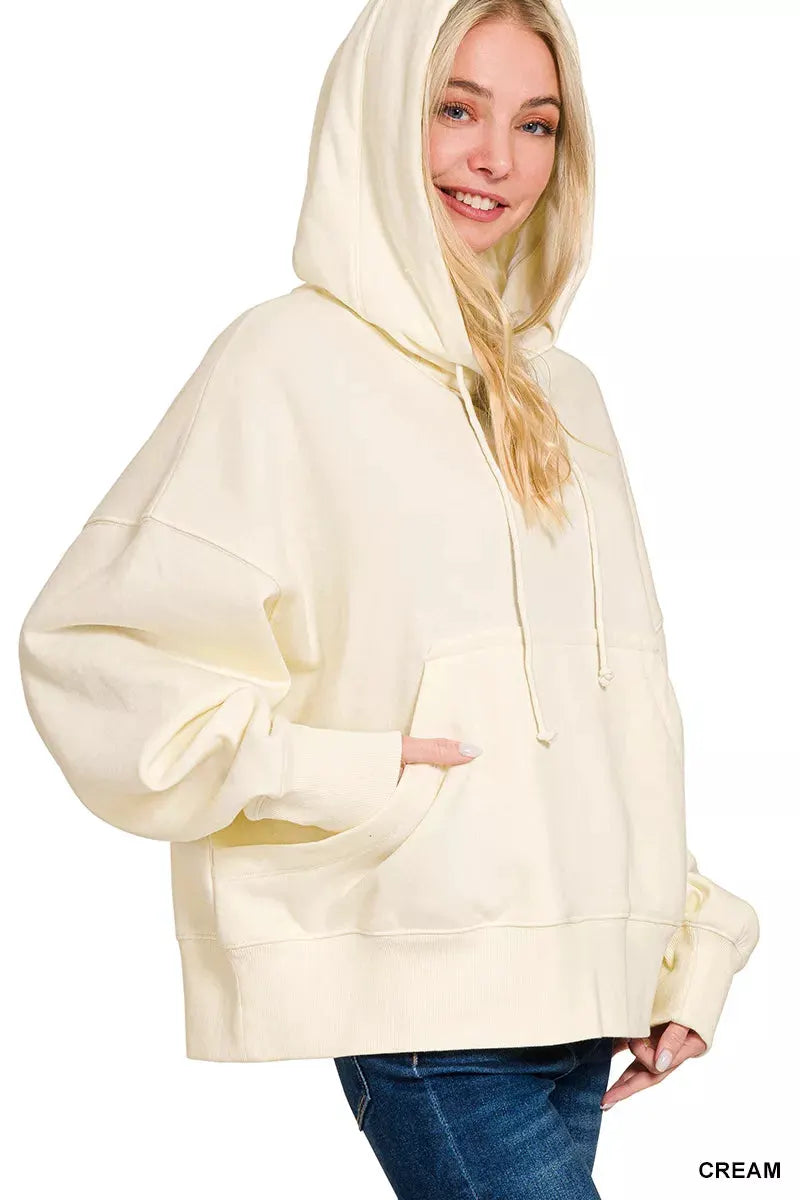 Zenana Oversized Fleece Kangaroo Pocket Hoodie by Zenana