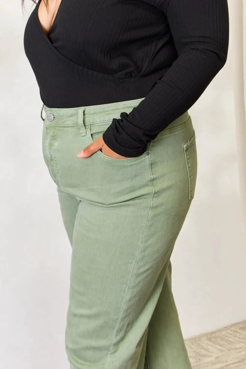 RISEN Full Size Raw Hem Wide-Leg Jeans by RISEN
