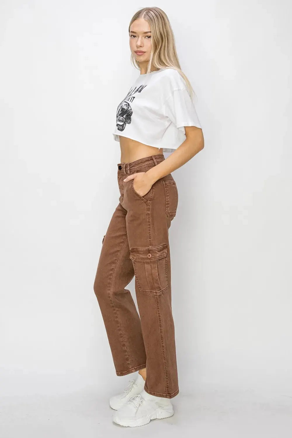 Risen Full Size High Rise Cargo Jeans by RISEN