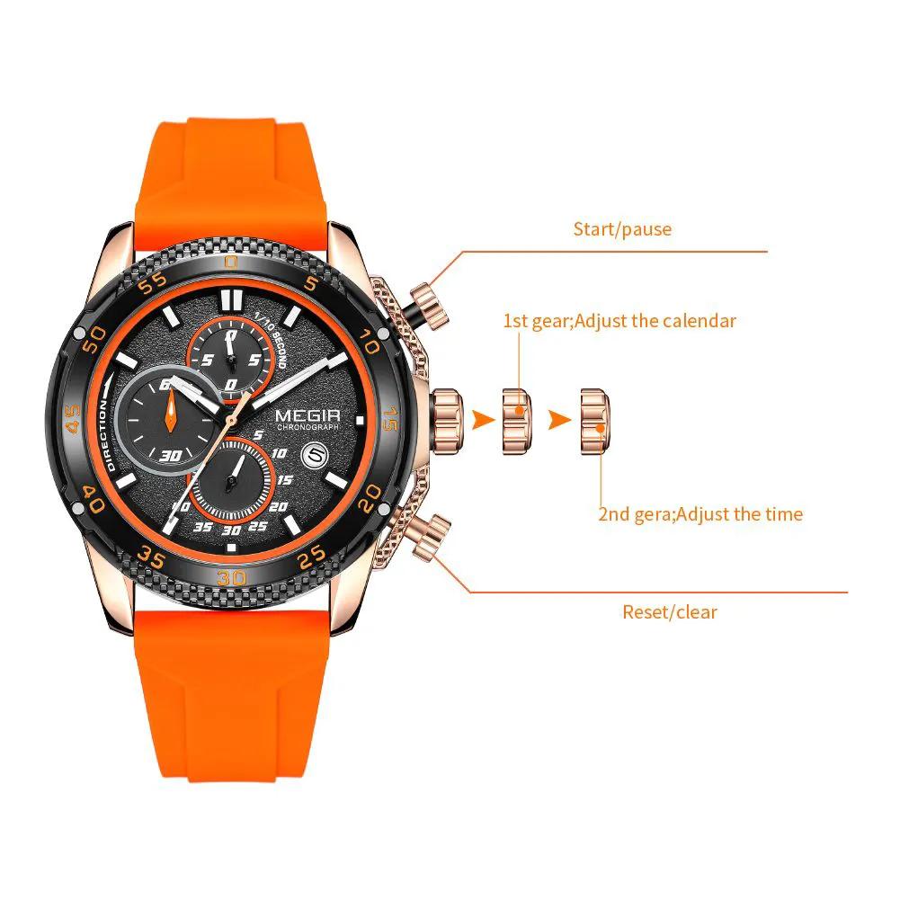 MEGIR Men's Watches Luxury Military Sport Wristwatches Waterproof Luminous Silicone Strap Quartz Chronograph Reloj Hombre 2211 by MEGIR WATCH GROUP