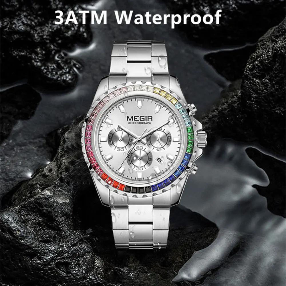 MEGIR Men Watches Luxury Military Quartz Wristwatch Waterproof Stainless Steel Strap Business Watch Chronograph Date Clock Relogio Masculino 2227 by MEGIR WATCH GROUP