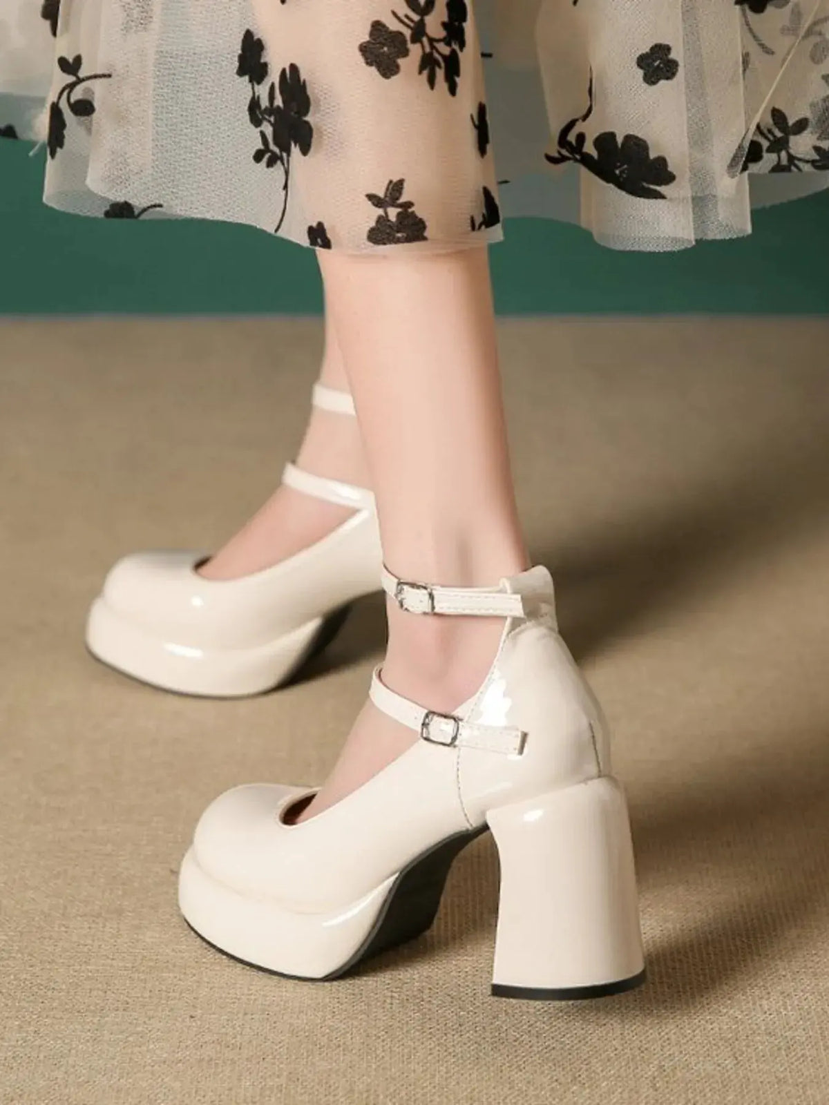 Patent Leather Mary Jane Platform Pumps by Partner Label