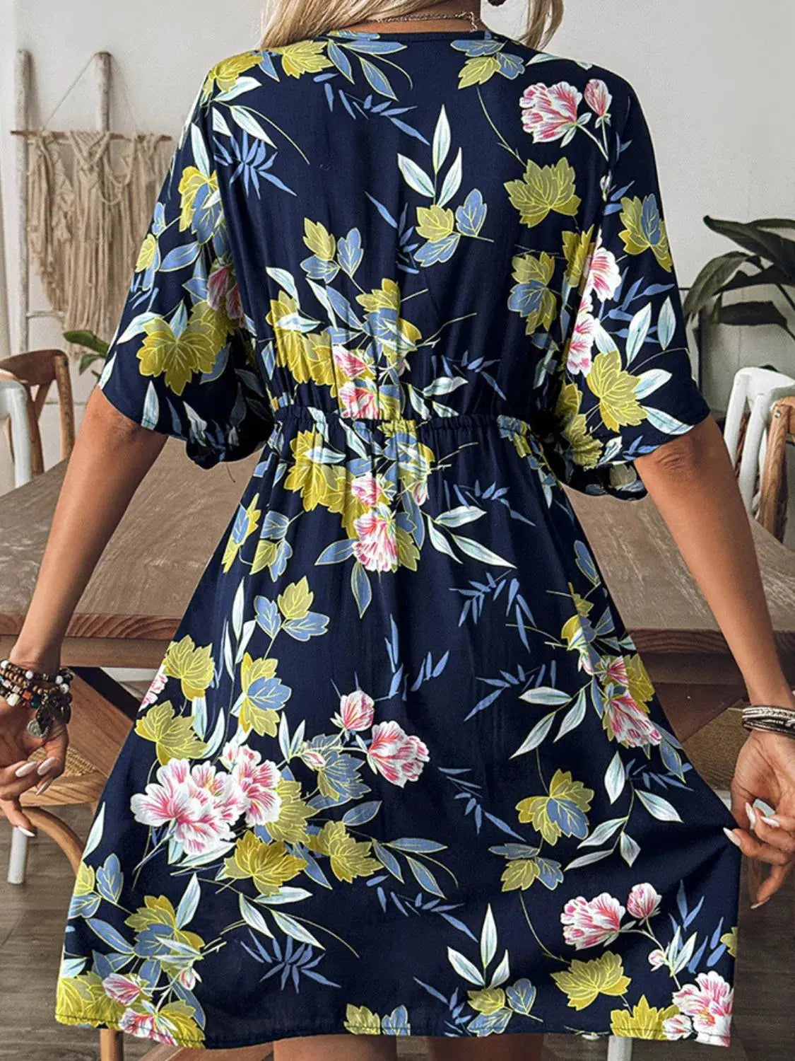 Crochet Front V-Neck Printed Cover-Up by Partner Label