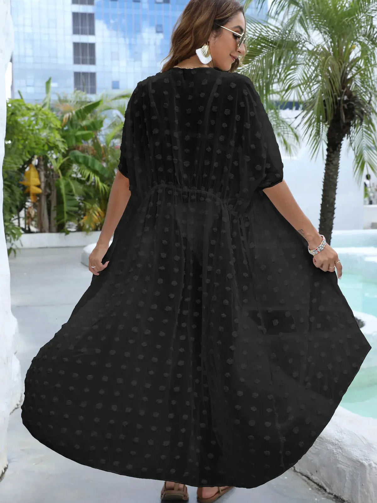 Swiss Dot Sheer Beach Cover Up Maxi Dress by Partner Label