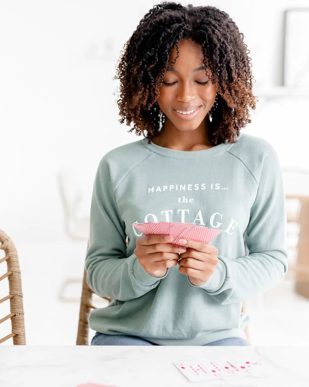Women's Cottage Crew Sweatshirt, Sage by Cottage Collection